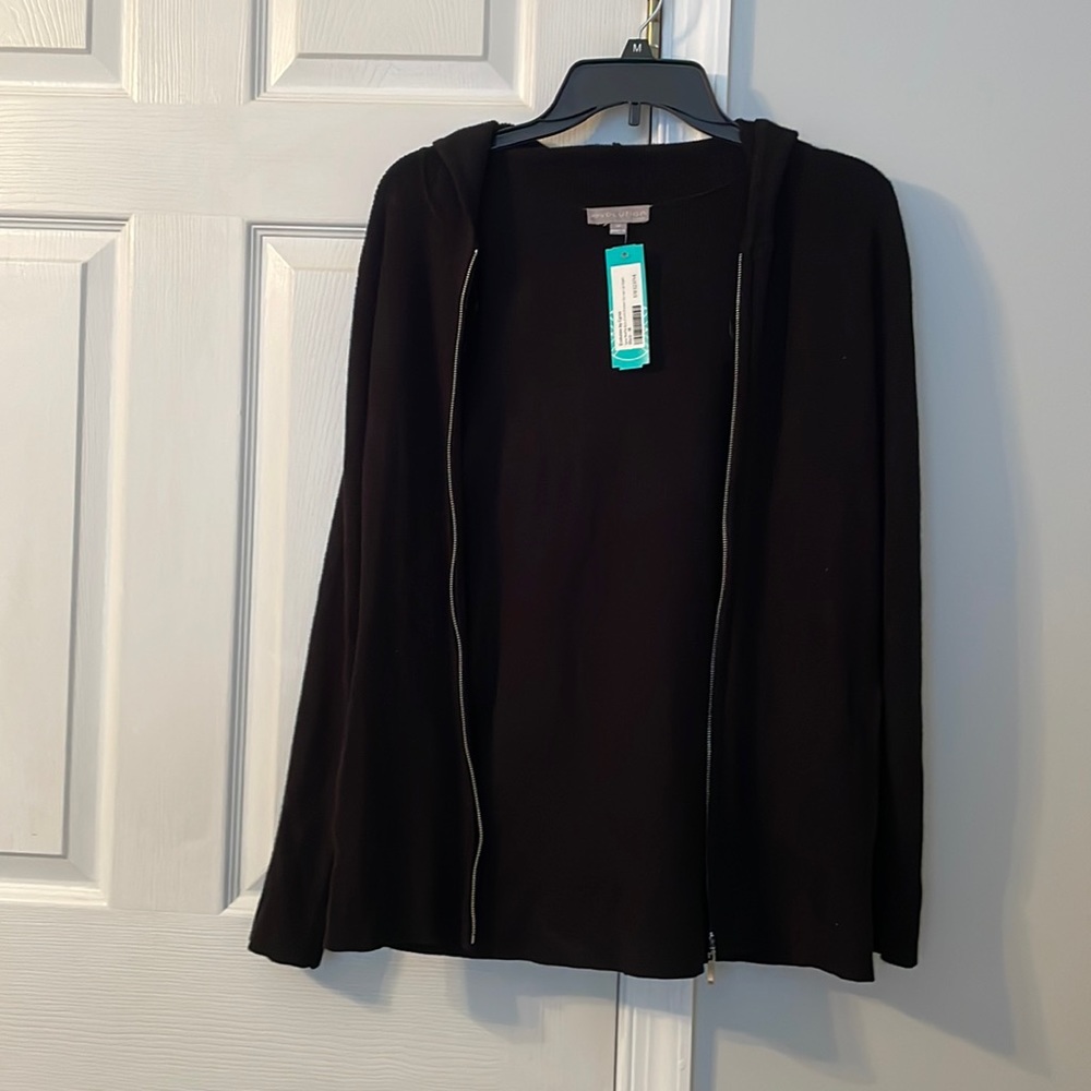 NWT StitchFix Evolution black waffle knit zip up hoodie - Medium